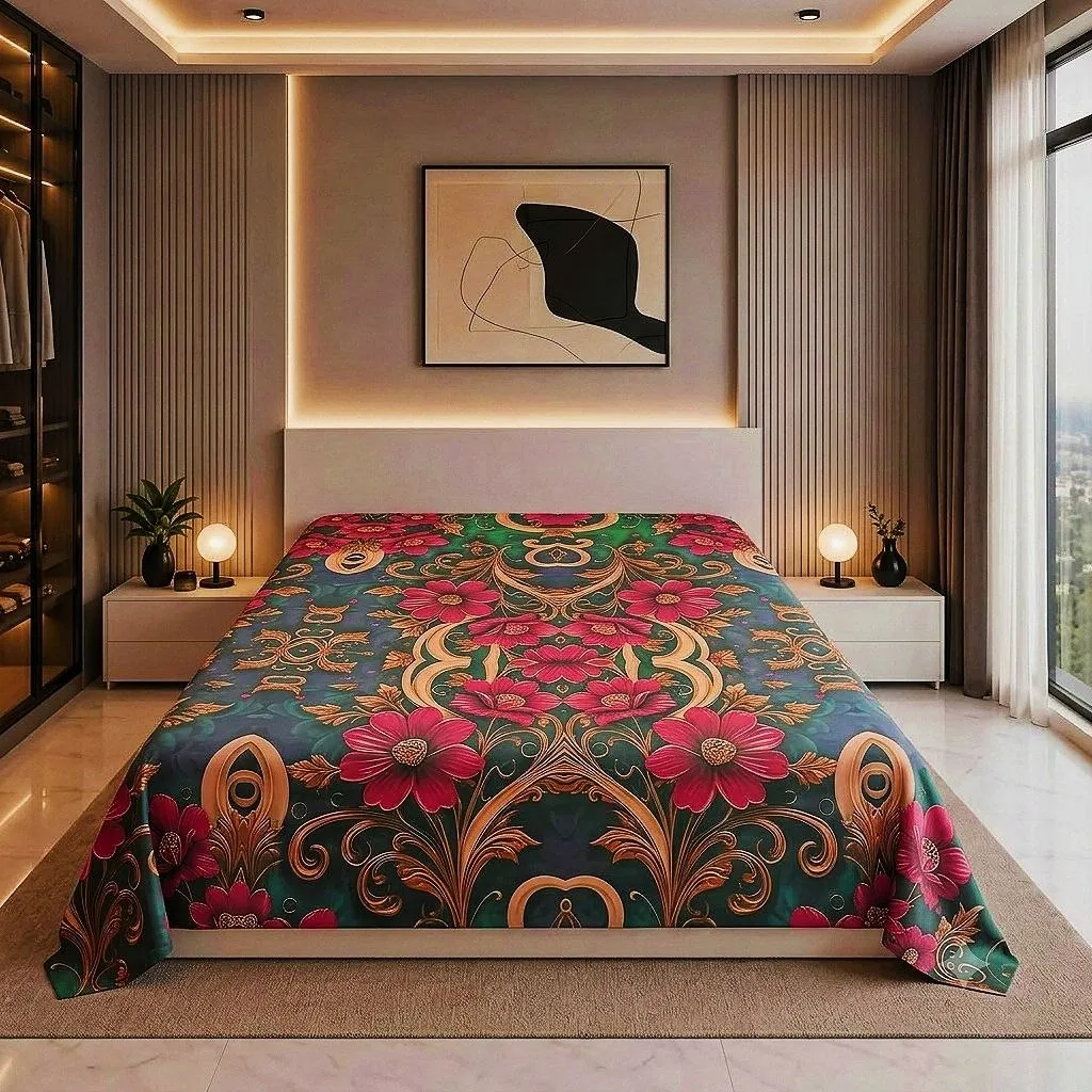 রয়েল ম্যাজেন্টা বারোক বেডশিট